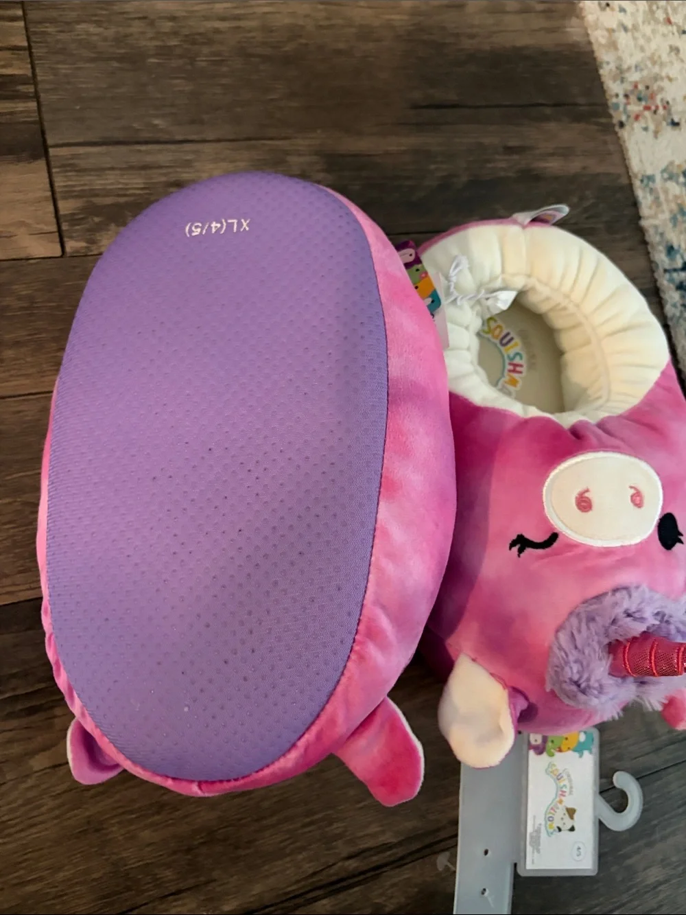 Squishmallows Pink Purple Unicorn Plush Slip-On Kids Slippers